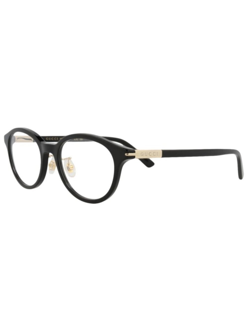 New Gucci Women's Eyeglasses Round Oval Recycled Acetate Frame Mens Black Black